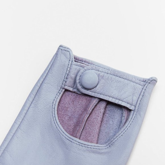 NWT Blue Leather Fingerless Gloves, L - Picture 3 of 5